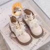 Botas de Algodão de Cor Pura Infantil 2026 Outono e Inverno Novo Estilo Forradas com Lã Meninas Flor de Pérola Laço Antiderrapante Botas Quentes