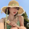 Chapéu de Palha com Cadarço de Verão para Mulheres, Chapéu Versátil com Proteção Solar para Férias na Praia, Perfeito para Fotos