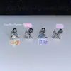 Aretes de Tachuela Pequeños Brillantes Bombilla de Luz Microincrustados Diamante Circonita 2026 Nuevo Tornillo Coclear Base Plana Nicho Pendientes de Lujo Ligero