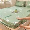 Sábana Ajustable de Algodón Cepillado Lavado Suave para la Piel Protector de Colchón Simple Simmons Cubrecama Juego de Tres Piezas