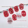 Texto de bênção oco de madeira listando Big Red Ping Um pedaço de madeira auspicioso Personalidade Jóias Pingente DIY Acessórios
