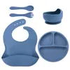 Plato de Cena de Silicona para Niños, Plato de Cena de Silicona para Complemento Alimenticio, Ventosa Reforzada, Plato Dividido de Silicona para Mesa, Plato de Cena para Complemento Alimenticio de Bebé
