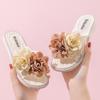Pantuflas de Tela con Flor Cruzada para Niñas Princesa Verano Estilo Coreano Casual Lindas para Exterior Dulces Combinan con Todo Suela Suave Cómodas Pantuflas para Niños