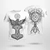 Camiseta Redonda de Manga Corta para Hombre con Estampado 3D de Cruz