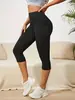 Pantalones Capri de Yoga con Bolsillos de Estilo Europeo y Americano de Moda para Mujeres de Tallas Grandes, de Cintura Alta, Adelgazantes, de Pierna Recta, Adecuados para Aguas Termales, Vacaciones, Ciclismo y Realzan la Longitud de las Piernas
