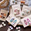 Presilhas de Cabelo em Forma de Coração na Cor Creme, Presilhas de Tecido Fofas para Meninas, Presilhas de Botão para Franja, Grampos de Cabelo, Conjunto de Dois
