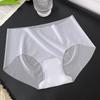 Calcinhas Femininas Seamless de Seda Gelada com Toque Nude e Guseete de Artemísia, Peça Única Triângulo 3D Respirável com Forro 100% Algodão, Levanta Bumbum