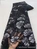 Tela Bordada con Lentejuelas Perforada de Malla Floral Vegetal Estilo Pastoral Vestido de Encaje Africano Europeo y Americano MN2305