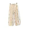 Pantalones de Linterna de Algodón y Lino Estampados Retro para Mujer Verano Delgados Casuales Cortos tipo Harem Versátiles Sueltos Joggers con Puños