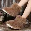 Nuevos Zapatos Planos de Invierno 2025 de Tacón Bajo Cálidos Casuales Botas de Invierno de Moda Talla Grande Botas para Mujer Zapatos de Algodón Botas Cortas para la Nieve