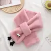 Bufanda Pequeña Blanca Linda para Mujer Invierno Estilo Coreano Felpa Engrosada Resistente al Frío Cruzada al Cuello Piel Sintética de Conejo Rex Bufanda Corta