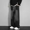 Jeans estilo americano de perna reta com forro de fleece para homens, calça grossa para outono e inverno, marca de moda unissex high street, corte solto, tamanho grande