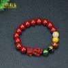 Pulsera de Arena de Cristal Cinabrio Granular Pixiu Cinco Dioses de la Riqueza Pulsera Año de la Vida Esta Pulsera para Hombres y Mujeres Suministro en Vivo