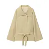 Ropa de Mujer Transfronteriza Estilo Británico Retro Chaqueta Corta Cortavientos Cuello Alto Estilo Coreano Ropa de Principios de Otoño Chaqueta de Cintura Top