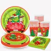 Grinch de Navidad Grinch de Navidad Tema Fiesta de Cumpleaños Banderín Decoración Vaso de Papel Plato de Papel Vajilla juego