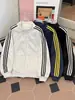 Sudadera cárdigan de retazos con tres rayas retro grises para hombre con cuello mao, top de moda para pareja de primavera y otoño, chaqueta informal