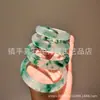 Pulseira de Jadeíta Transparente de Gelo de Alta Qualidade com Flores Flutuantes, Pulseira de Jadeíta Cor Esmeralda com Flores Verdes Flutuantes, Pulseira de Jadeíta Tipo Gelo, Jadeíta Quartzítica