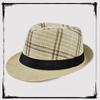 Chapéu Jazz de Aba Plaid de Verão Estilo Britânico Retrô Aba Curta com Fita Chapéu de Cavalheiro Respirável para Meia-idade Chapéu Topper Masculino