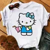 Hello Kitty 2025 Nuevo Cómic Ropa Y2K Anime Japonés Camiseta de Algodón para Mujer Verano Deportes al Aire Libre