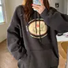 Suéter con capucha gruesa y forro polar para mujer, otoño e invierno, estilo coreano, estilo perezoso, suelto, estilo retro, abrigo de estudiante, moda