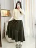 Saia Longa Veludo Dourado Feminina Outono Inverno Novo Estilo Cinza Cintura Alta Emagrecedora Linha A Tamanho Grande Corpo Pera Saia Plissada