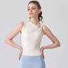 Camiseta de Tirantes Asimétricos con Giro para Mujer Verano Nuevo Transparente Sexy Ajustado Chaleco sin Hombros Ajustado Sexy Top