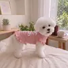 Vestido de mascota acanalado de doble capa con dobladillo con volantes, adecuado para primavera, otoño e invierno, proporcionando calidez y un aspecto de princesa; también incluye una camiseta interior acanalada