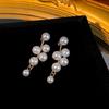 Pendientes de perlas brillantes de estilo corte francés, ligeros, lujosos, con nicho de temperamento, pendientes de circonita de moda de alta calidad que combinan con todo.