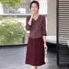 Conjunto de Otoño para Mamá, Vestido de Dos Piezas que Cubre el Vientre y Te Hace Ver Más Delgada, Vestido Elegante de Longitud Media que Reduce la Edad para Mujeres de Mediana Edad y Mayores, Adecuado para Primavera y Otoño