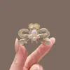 Presilha de jacaré com laço doce e pérolas coreana e japonesa, presilha lateral requintada e simples para franja, presilha superior, acessório de cabelo versátil
