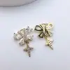 Colgante de Lazo con Borla de Cobre Chapado en Oro Microincrustado de Circonita Materiales para Joyería Hecha a Mano DIY Pulsera Collar Pendiente