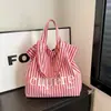 Bolsa Tote Rayada de Gran Capacidad para Mujer 2026 Nueva Moda Trendy Artística de Lona de un Solo Hombro Bolso de Mano Bolsa de Compras