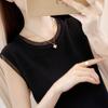 Chaleco con camisola, traje holgado de verano para mujer con base de seda helada, camiseta blanca sin mangas, prenda exterior para mujer, top de moda que combina con todo.