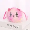Bolso Cruzado Creativo de Peluche Transfronterizo Bolso de Hombro Infantil de Dibujos Animados Gato Lindo Doble Cremallera Corbata de Pelo de Conejo Tie-Dye Bolso Pequeño Cruzado