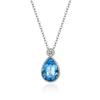 Colar de prata esterlina S925 com lágrimas de sereia, novo colar transfronteiriço europeu e americano com cristal azul-marinho, joias de alta qualidade, pingente de gota d'água