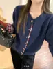 Suéter de Tricô estilo coreano com Gola Redonda, Ponto Xadrez, Falso Duas Peças, Casaco Feminino, Top para Primavera e Outono, Cardigan Solto Casual