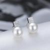 Versão coreana transfronteiriça de brincos de pérola simples S925 prata esterlina feminina brincos de zircão micro-incrustados DIY acessórios de suporte vazio fabricantes