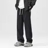 Jeans azules vintage para hombre, marca de moda estilo americano de otoño, pantalones de pierna ancha lavados y desgastados, pantalones largos rectos holgados para adolescentes