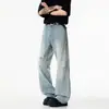 Jeans retro americanos lavados y desgastados para hombre, pantalones de pierna ancha holgados de alta costura hasta el suelo, pantalones rectos vintage con efecto de caída