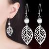 Pendientes de Hoja Distintivos Estilo Japonés y Coreano Gancho para Oreja Perla Pendientes Elegantes de Longitud Media Pendientes de Moda Pendientes Suliu Mujeres