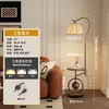 Mesa lateral de sala de estar estilo chino lámpara de pie wabi-sabi retro lámpara de mesita de noche de dormitorio lámpara de yuzu estante de almacenamiento estilo americano lámpara integrada