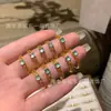 Libro Rojo Pequeño Anillo de Encaje de Jade Azul Natural Estilo Lujo Ligero Europeo y Americano Plata S925 Incrustada Moda de Lujo Ligero para Mujer