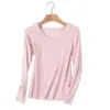 Nueva ropa interior de terciopelo cálida sin costuras para mujer, manga larga, invierno, forro polar, ajustada, básica, algodón engrosado, ropa de otoño