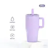 Taza con Asa de 40 oz Transfronteriza, Taza de Hielo de Gran Capacidad, Taza de Acero Inoxidable 304 al Vacío de Doble Pared para Coche, Taza Portátil con Popote