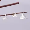 Pingente Flor Rosa Padrão Sol em Prata de Lei S925, Flor Simples e Fresca de Cinco Pétalas Prateada Acessório para Pulseira de Cristal DIY