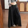 Calça Feminina Wide-Leg de Malha Macia com Detalhe de Flor de Madeira e Orelha Estilo Coreano Nova Coleção Primavera/Outono 2026 Cintura Alta Afinando Casual