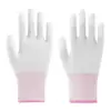 Luvas de Nylon Revestidas com PU Branco, Respiráveis, Confortáveis, Antiderrapantes, Resistentes ao Desgaste, Adequadas para Trabalho de Entregador, Embalagem, Fábrica de Eletrônicos, Reparo Automotivo e Uso Doméstico