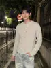 Camiseta Henley de Rayas Verticales de Manga Larga para Hombre Sensación de Alta Gama Sensación Perezosa Relajada Capa Interior Capa Base Top Casual Holgado