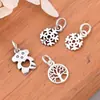 Colgante de Copo de Nieve Calado de Doble Cara Árbol de la Vida Corazón Oso en Plata de Ley S925 Accesorios Frescos y Versátiles para Manualidades con Cuentas de Cristal