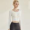 Roupas de Yoga para Mulheres, Novo Estilo de Primavera, Costas Bonitas com Bojos, Camiseta de Manga Longa, Top Respirável para Esportes Pilates Fitness